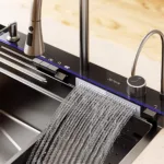 vesiputous hana tiskiallas lavuaari pesuallas hana Ruostumattomasta_Teräksestä_ja_Nanopinnoitteinen_Pesuallas_+_Lisävarusteet__-_Digitaalinäyttöinen_Hana_-_Kupin_pikahuuhtelu_-_2x_Erillaista_Vesiputoushanaa